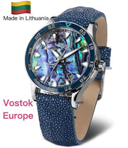 (藍色鮑魚殼面＋魟魚皮帶)Vostok Europe 東歐機械錶 機械女腕錶系列 機械自動上鍊