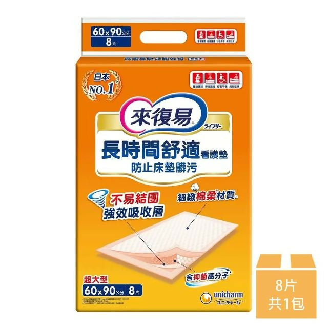 【來復易】長時間舒適看護墊 超大型 8片/包