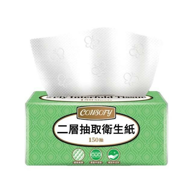 【Consofy】2層抽取式衛生紙 150抽x24包/串