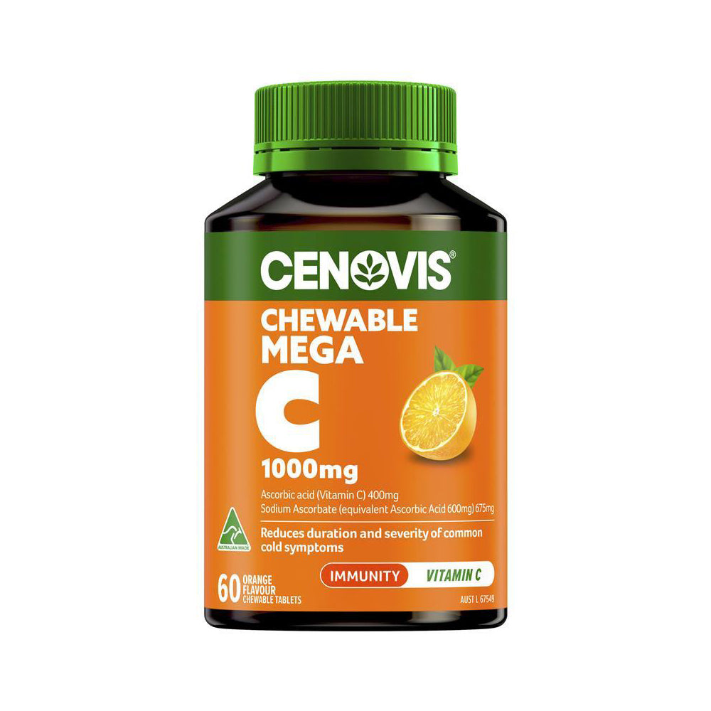 【CENOVIS 塞諾維斯】超級維生素 C1000毫克 柳橙口味咀嚼片60片 （99%不含糖、國際航空版）