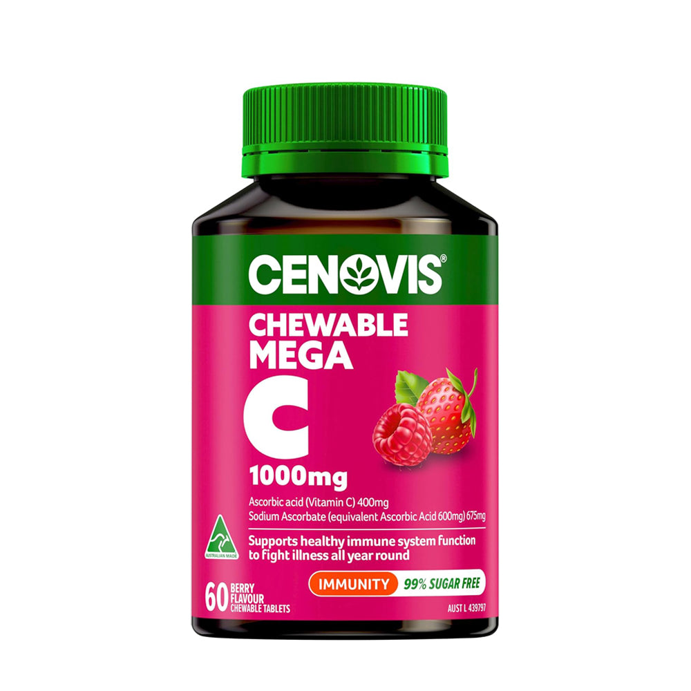 【CENOVIS 塞諾維斯】超級維生素 C1000mg 莓果口味咀嚼片60片（99% 不含糖、國際航空版）