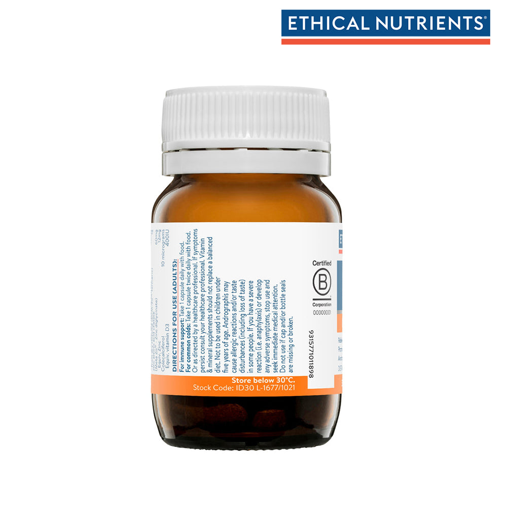 【澳洲 Ethical Nutrients】維生素 C＋D＋鋅膠囊 30 粒（強健防禦配方、國際航空版）