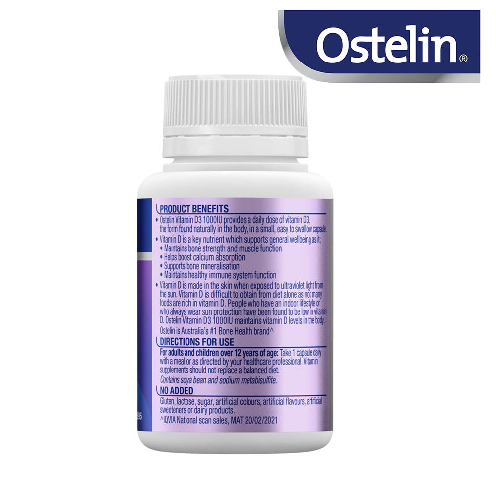 【Ostelin 奥斯特林】維生素 D3 1000IU 膠囊 130 粒 （不含麩質、乳糖、國際航空版）