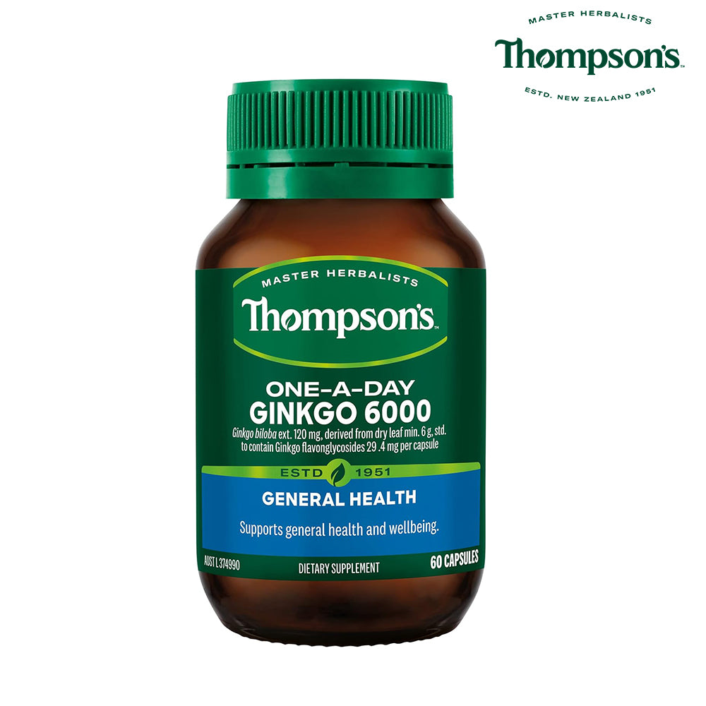 【Thompson's 湯普森】 Ginkgo 6000mg 銀杏膠囊 60 粒（國際航空版）