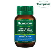 【Thompson's 湯普森】 Ginkgo 6000mg 銀杏膠囊 60 粒（國際航空版）