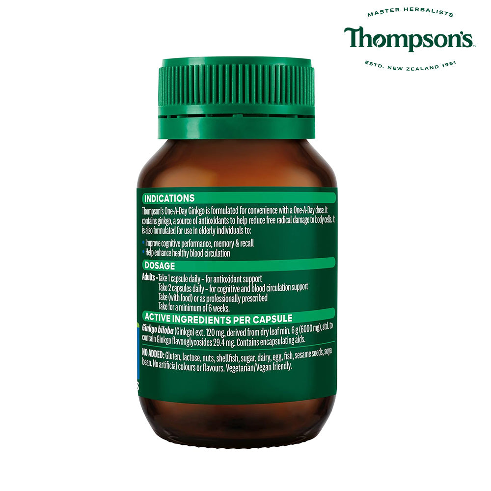 【Thompson's 湯普森】 Ginkgo 6000mg 銀杏膠囊 60 粒（國際航空版）