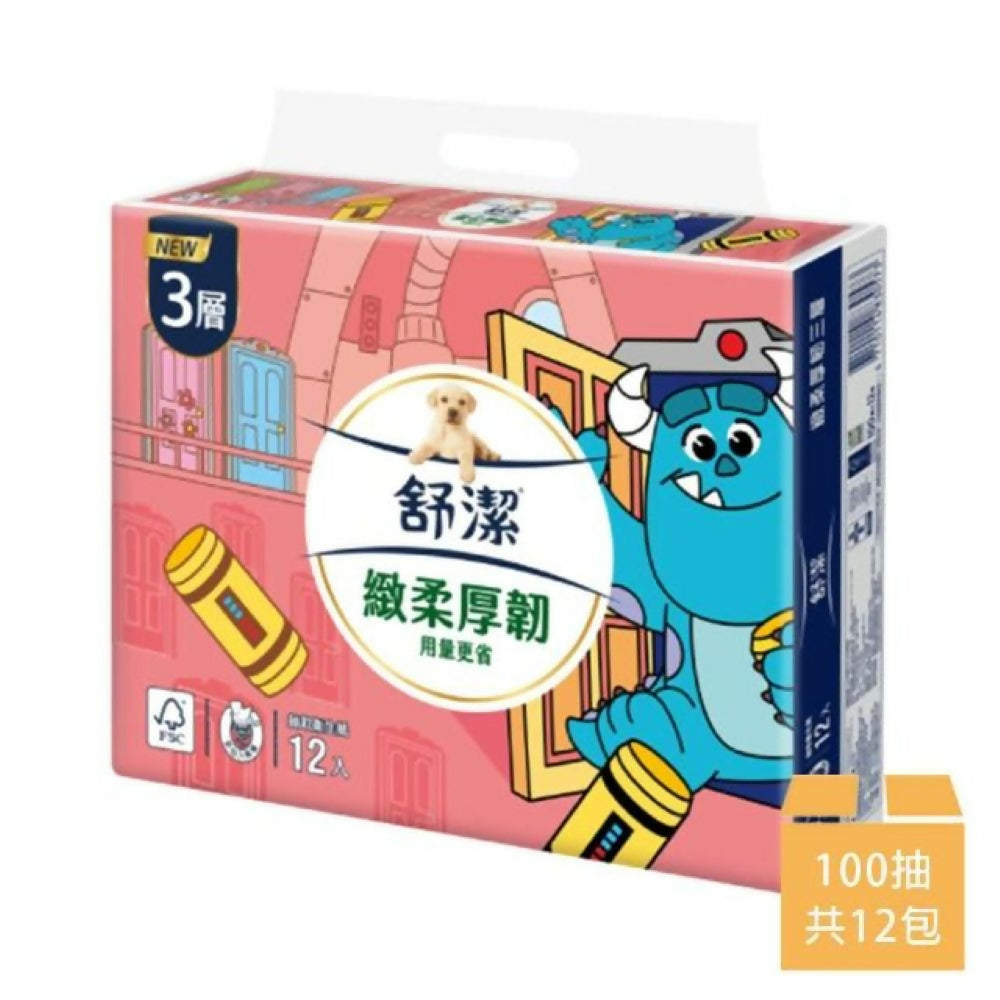 【Kleenex 舒潔】緻柔厚韌三層抽取衛生紙 100抽x12包/串