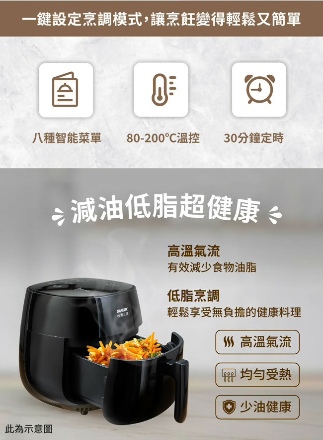 SANLUX台灣三洋4.3L健康觸控美型氣炸鍋 SK-F830