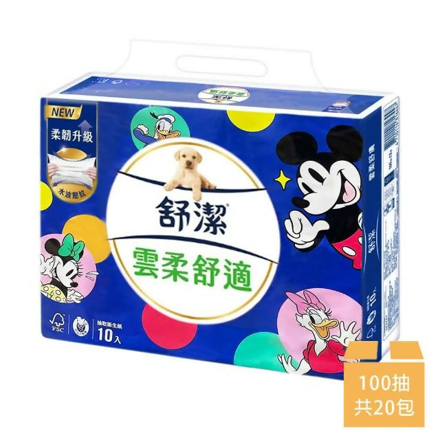 【Kleenex舒潔】 雲柔舒適迪士尼限定版抽取衛生紙 100抽x10包x2串