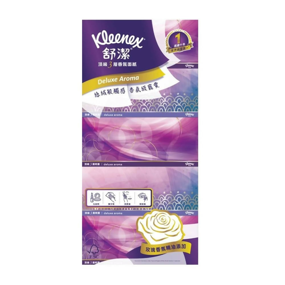 【Kleenex 舒潔】 頂級3層呵護香氛絲絨盒裝面紙100抽x5盒/2串(送好禮_贈品隨機出貨)