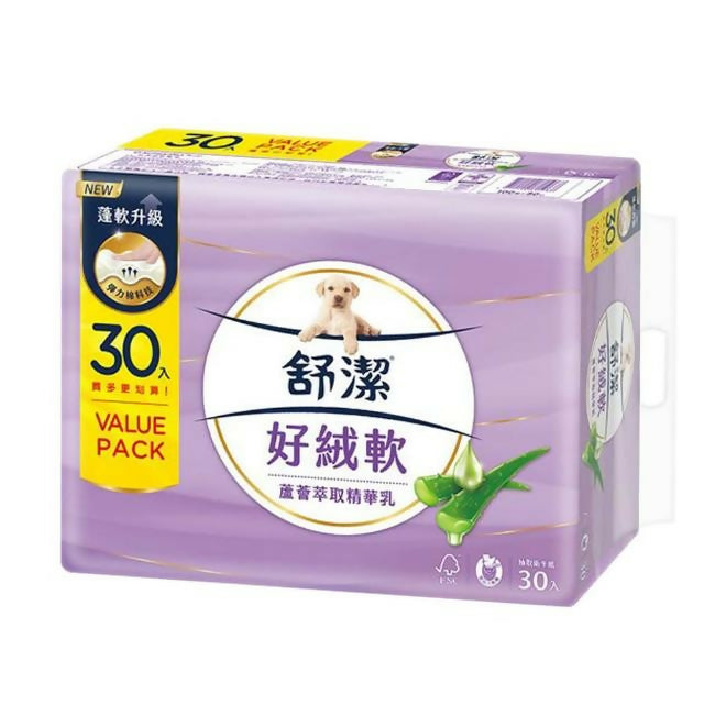 【Kleenex舒潔】 好絨軟蘆薈萃取抽取衛生紙100抽x30包/串