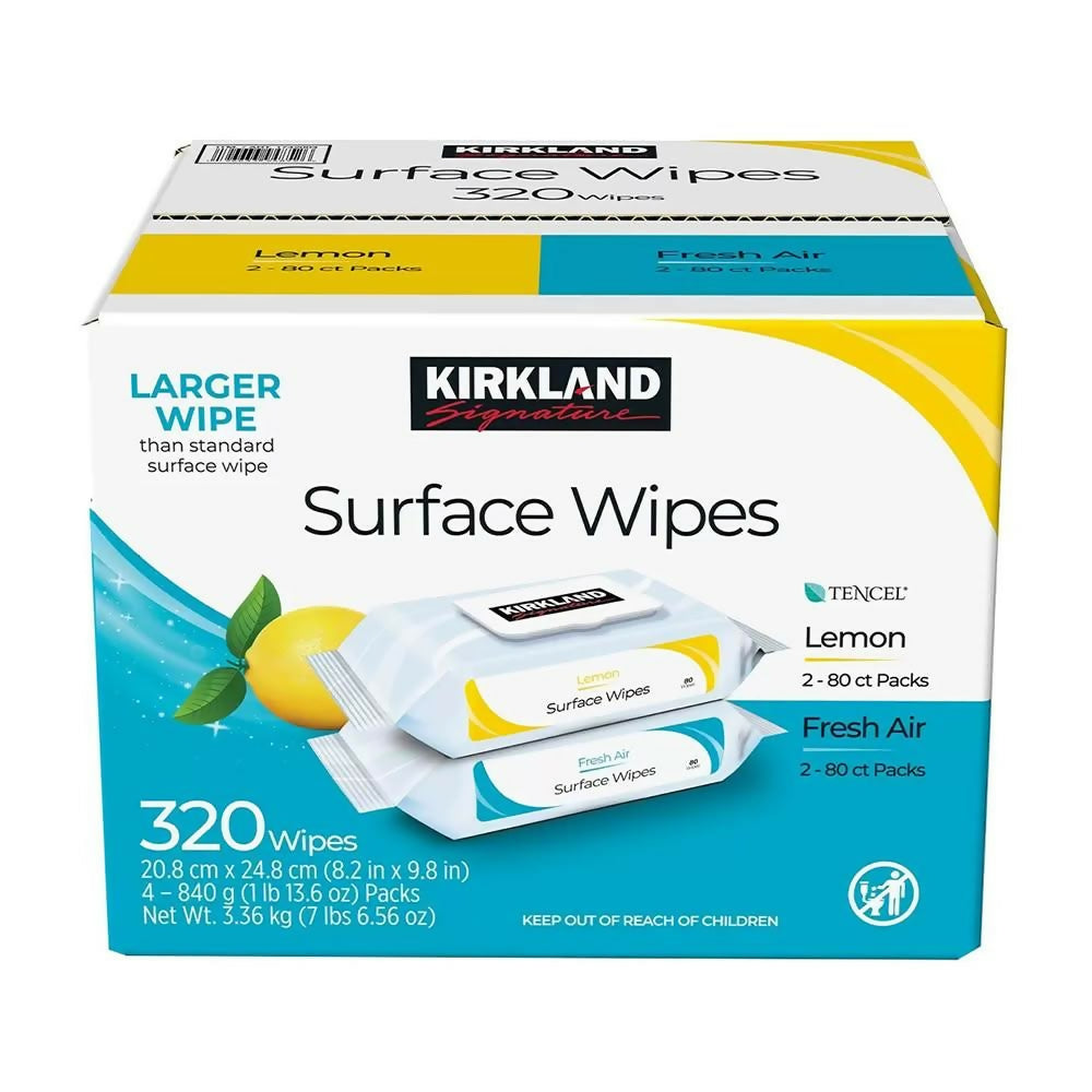 【Kirkland Signature 科克蘭】家用清潔擦拭濕巾-檸檬/清新香味 80張x4包