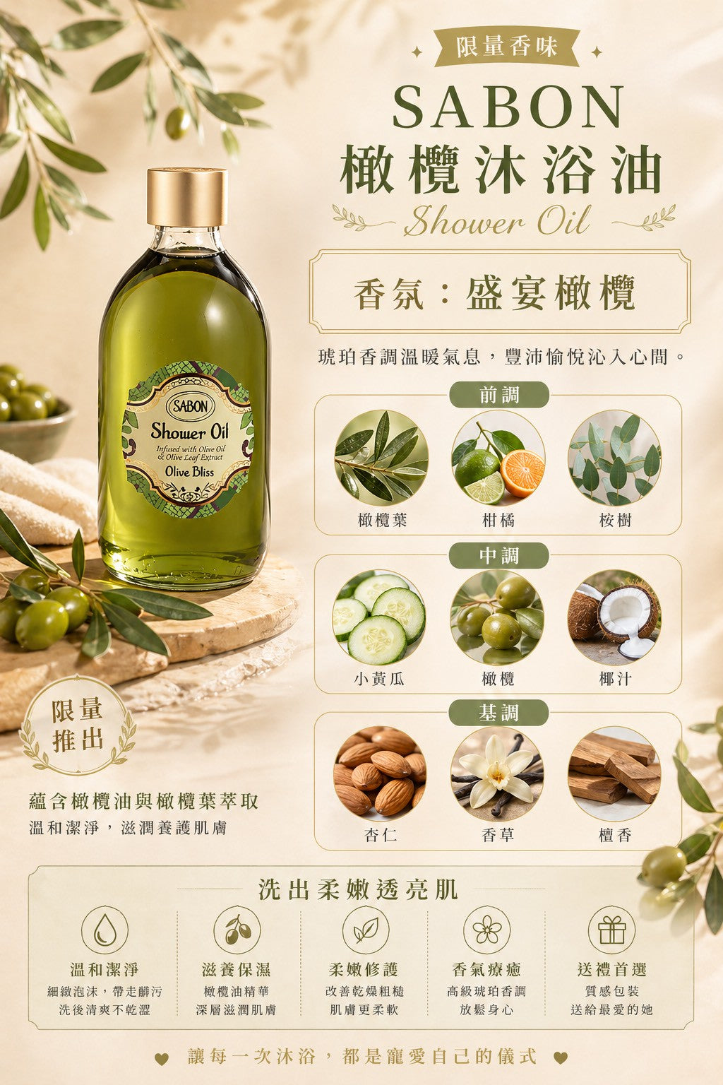 SABON 盛宴橄欖沐浴油 500ml (附壓頭)