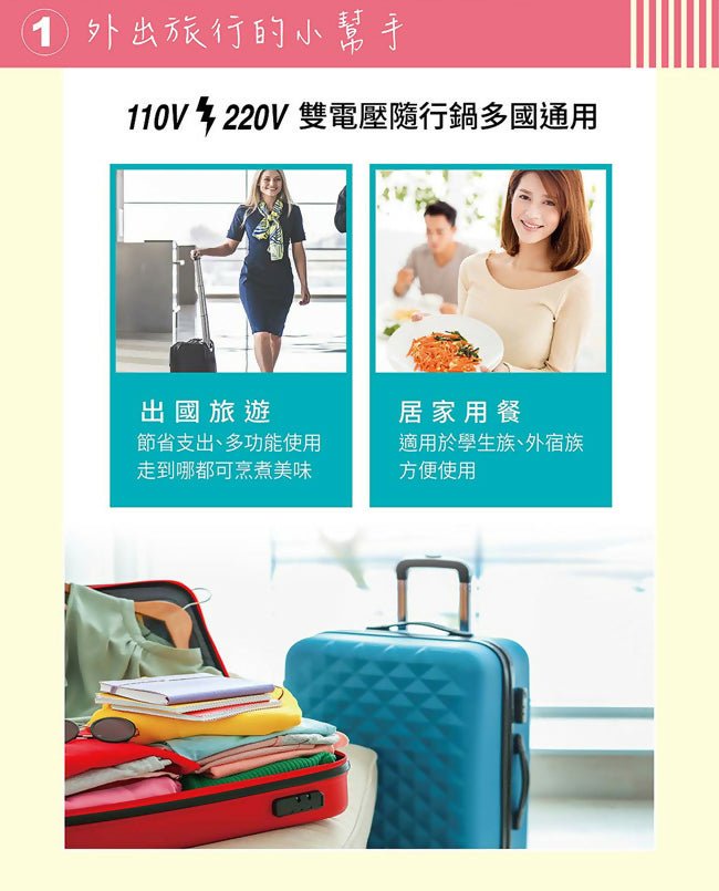 SANLUX台灣三洋雙電壓多功能旅行鍋 EC-15DTC