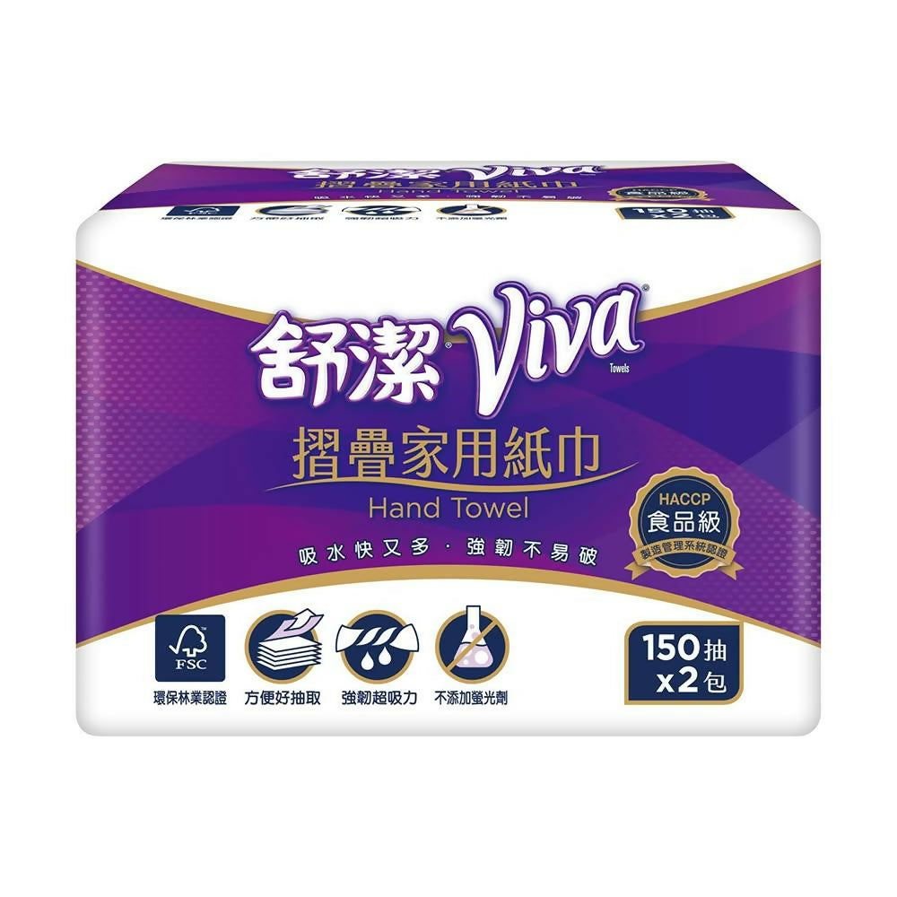 【Kleenex 舒潔】 VIVA摺疊紙巾 150張x2包x4串