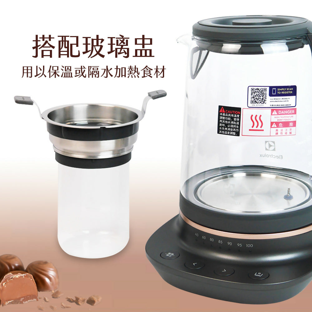 伊萊克斯1.7公升玻璃智能溫控電茶壺 E7GK1-73BP