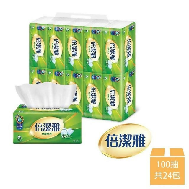 【倍潔雅】 柔軟舒適抽取式衛生紙 100抽x12包x2串