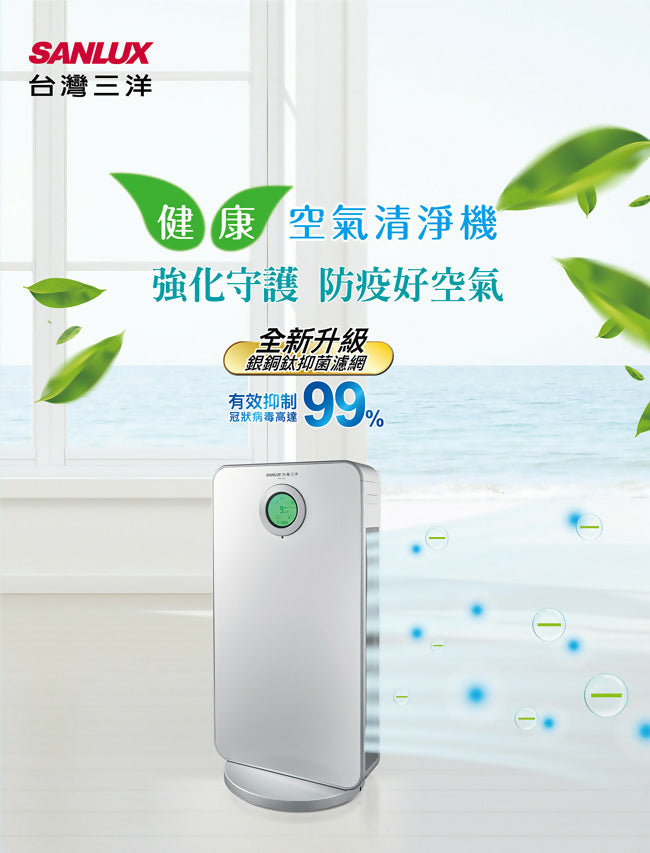 SANLUX台灣三洋12坪空氣清淨機(升級銀銅鈦抑菌濾網) ABC-R12ACT