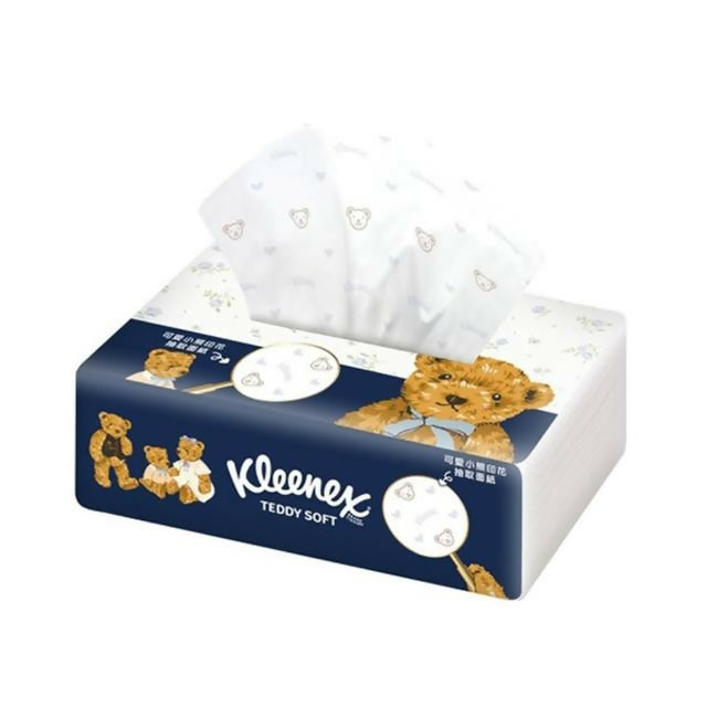 【Kleenex舒潔】 食安級耐用廚房紙巾大小隨意撕 108張x6捲x2串+小熊印花抽取面紙100抽1包