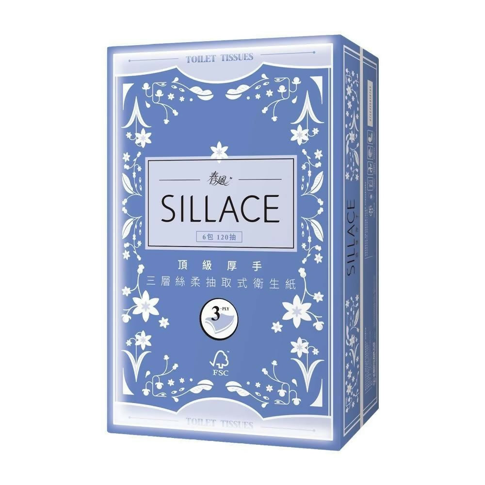 【春風】 SILLACE三層厚手頂級絲柔抽取式衛生紙120抽x6包/串