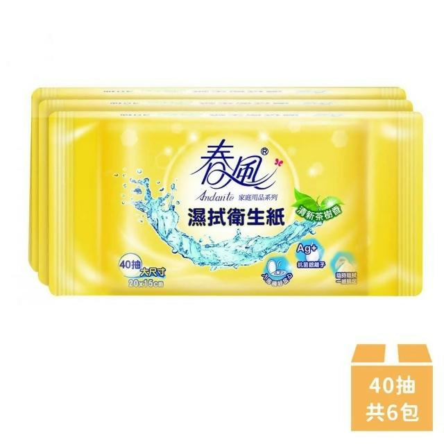 【春風】 濕式衛生紙 40抽x6包可丟入馬桶