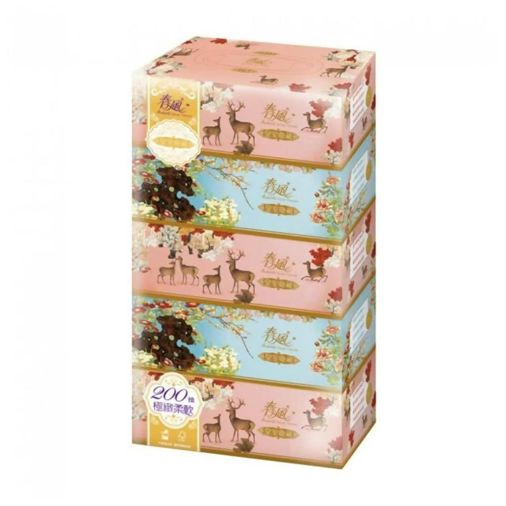【春風】 故宮皇室典藏盒裝面紙200抽x5盒x10串/箱(花鹿祝福)