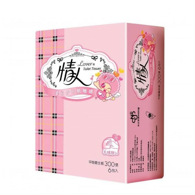 【情人】厚手感平板衛生紙 300張*6包*6串/箱