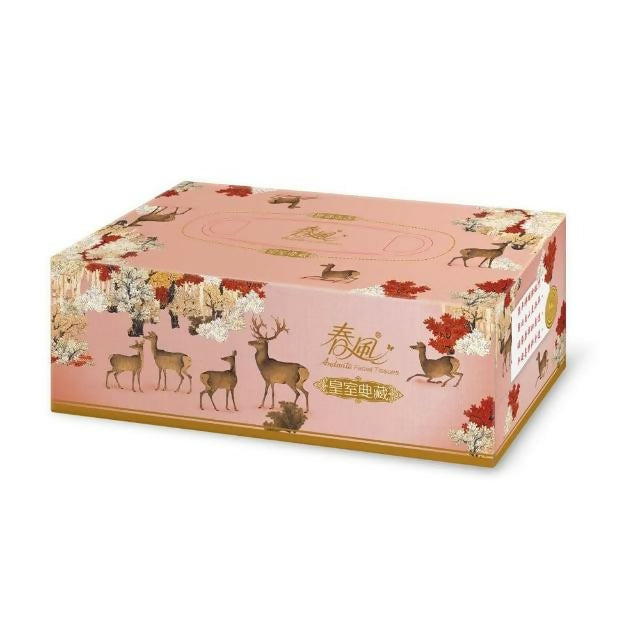 【春風】 故宮皇室典藏盒裝面紙200抽x5盒x10串/箱(花鹿祝福)